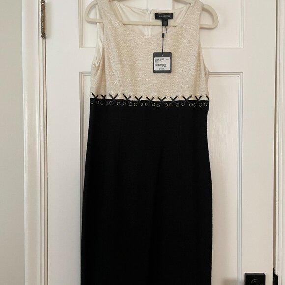 St John Frost/Caviar Dress Size 8 NWT - Picture 1 of 3